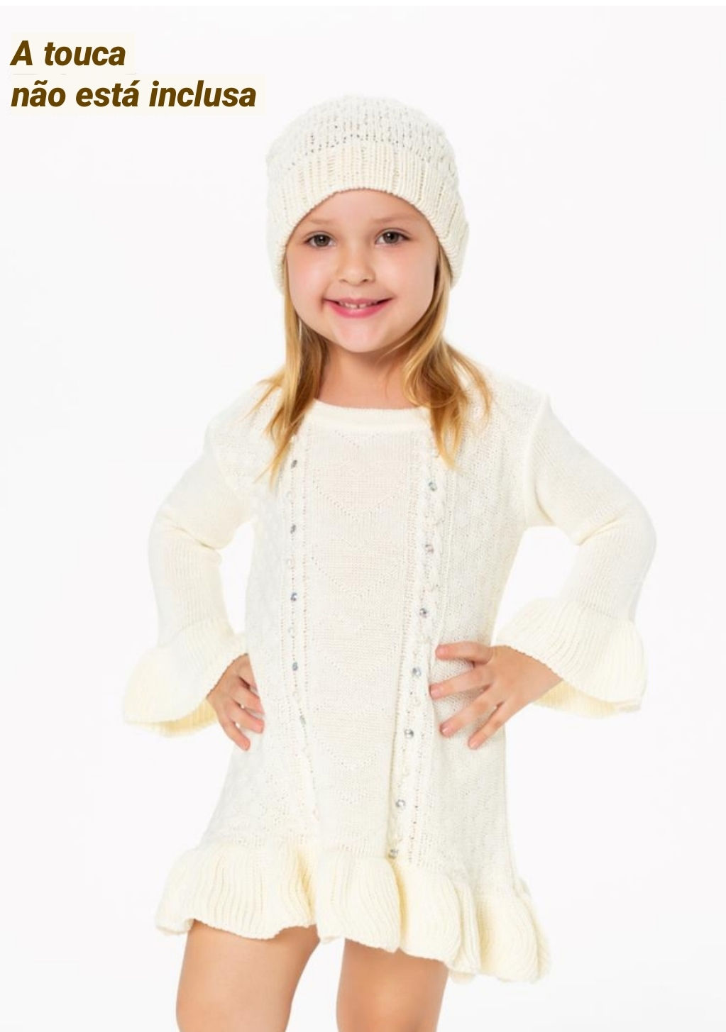 Vestido com pedraria off White