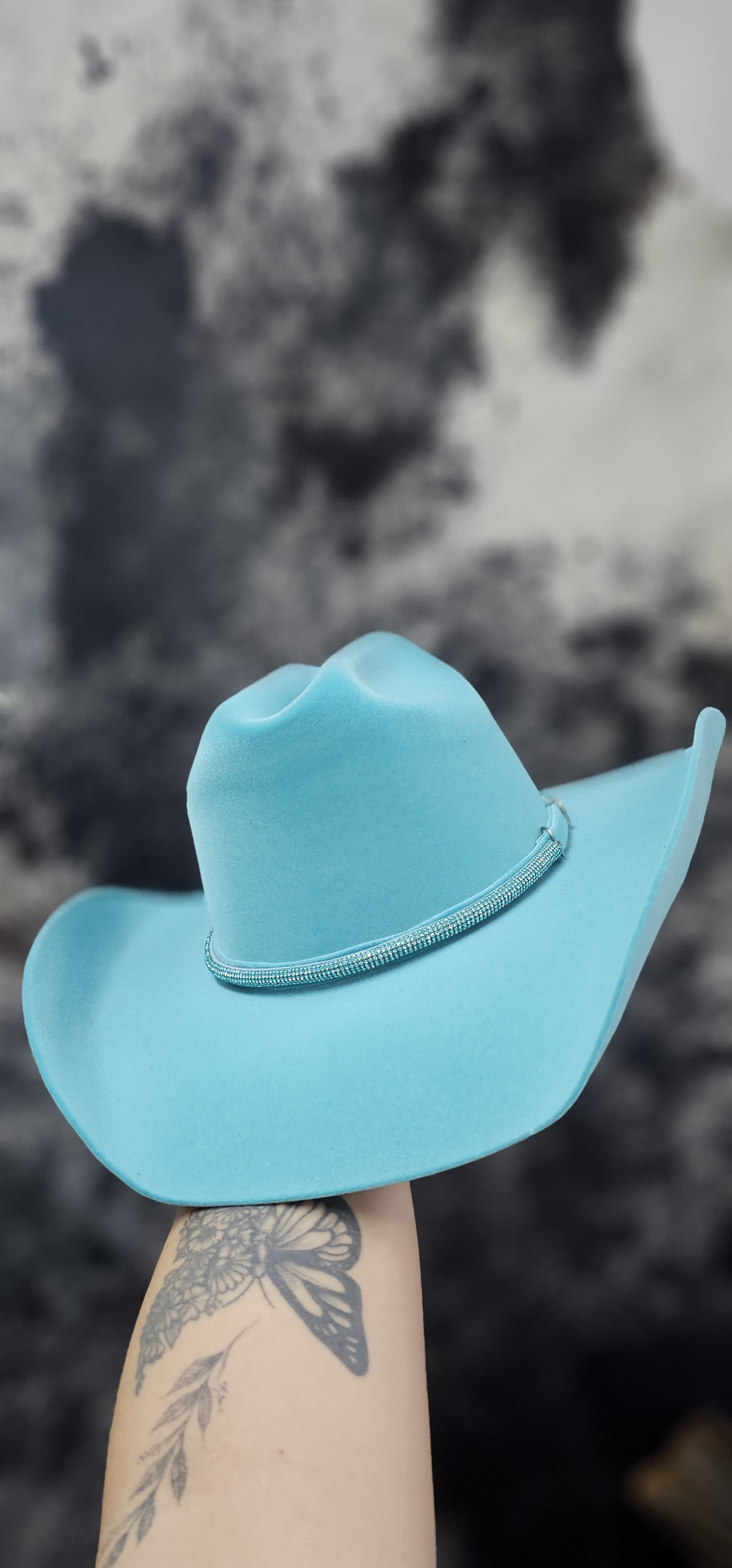  Chapéu aveludado azul mc allen bandinha brilhosa 