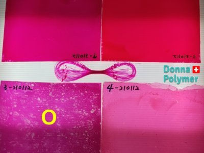 Fluorescent colour matching in transparent and translucent polymeric materials