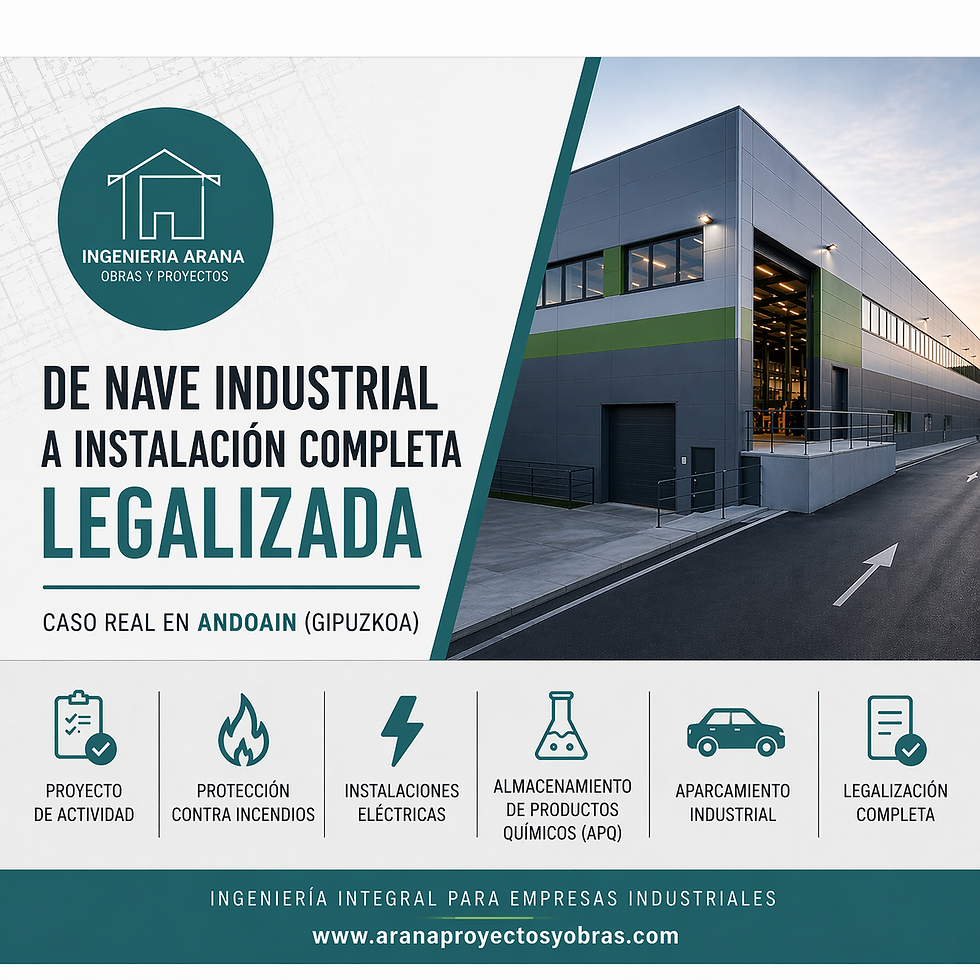 De nave industrial a instalación completa legalizada: caso real en Andoain (Gipuzkoa)