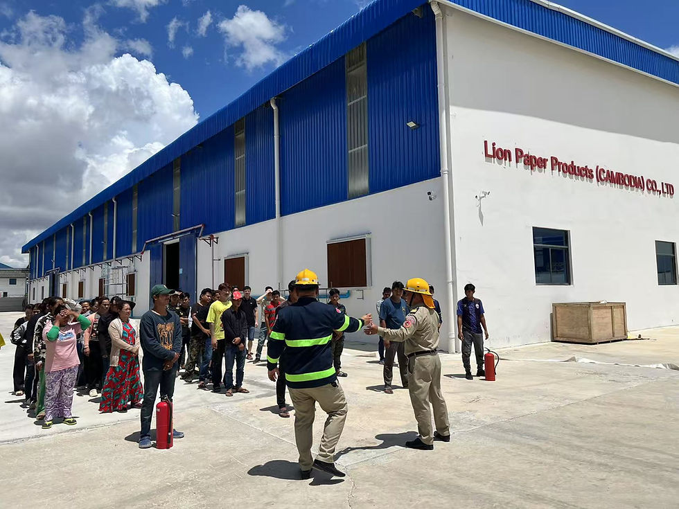 Fire Drill for Cambodian workers Safety.