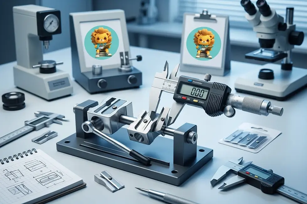 Pencil sharpener blade quality control, hardness inspection, and safety compliance testing.
