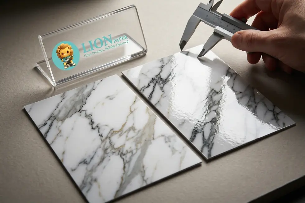 Macro visual clarity and glare comparison between matte and gloss marble notebook covers