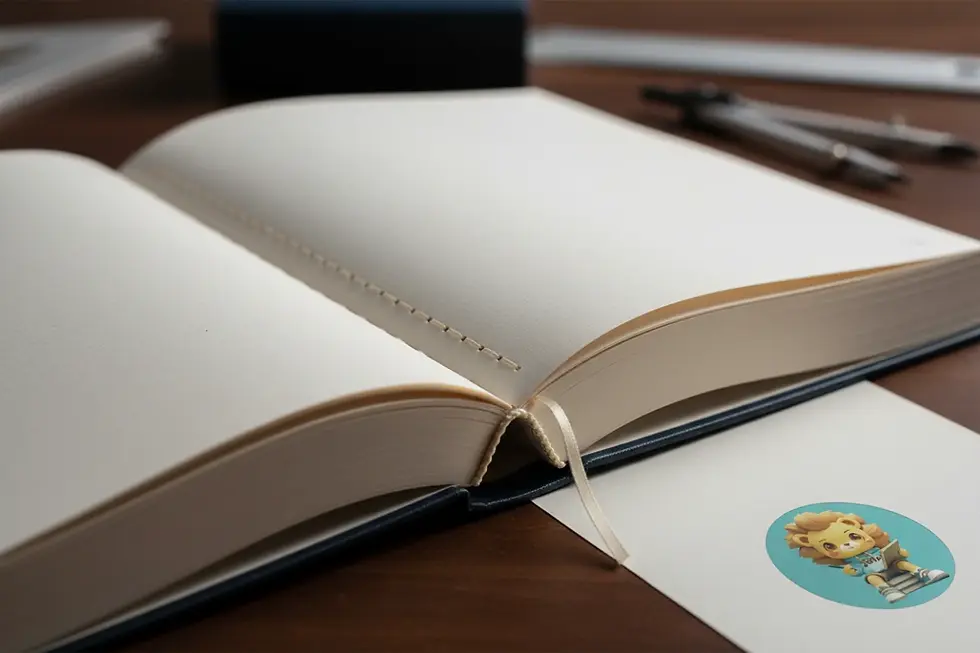 Lay flat cardstock binding with Smyth sewn floating spine construction.