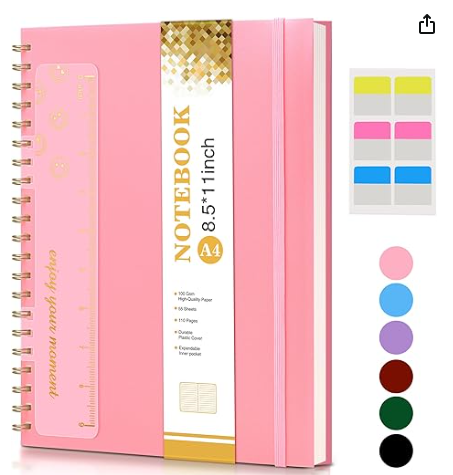 Large 8.5 × 11 in Spiral Journal (Pink)
