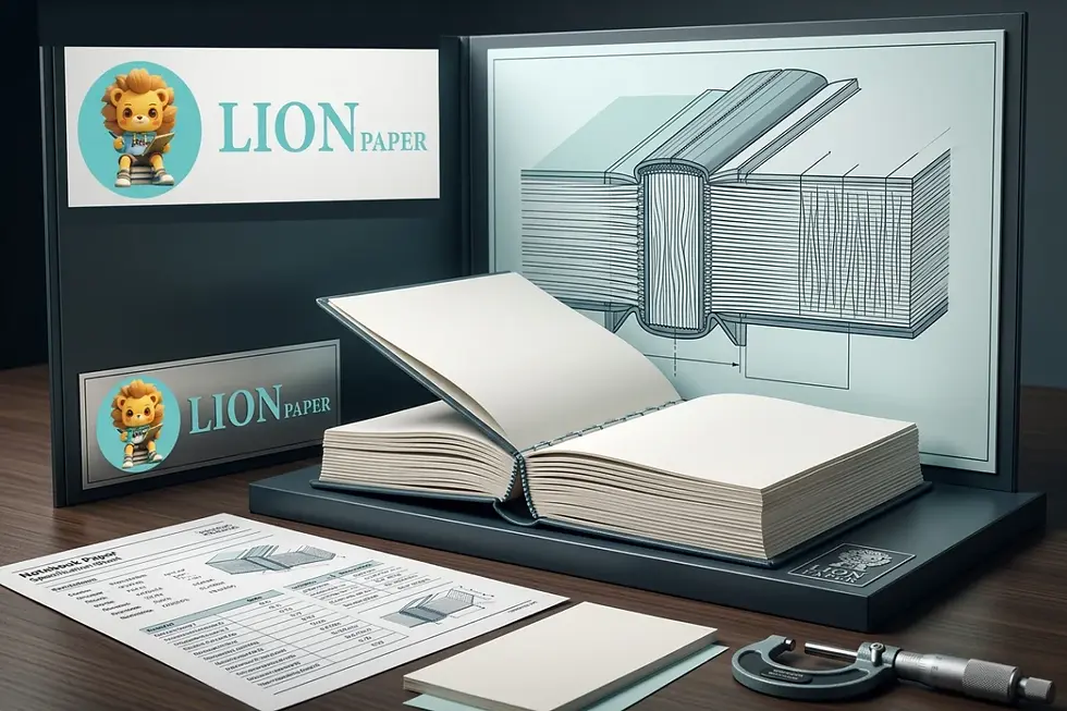 Paper grain direction alignment and spine bulk calculation in book binding.