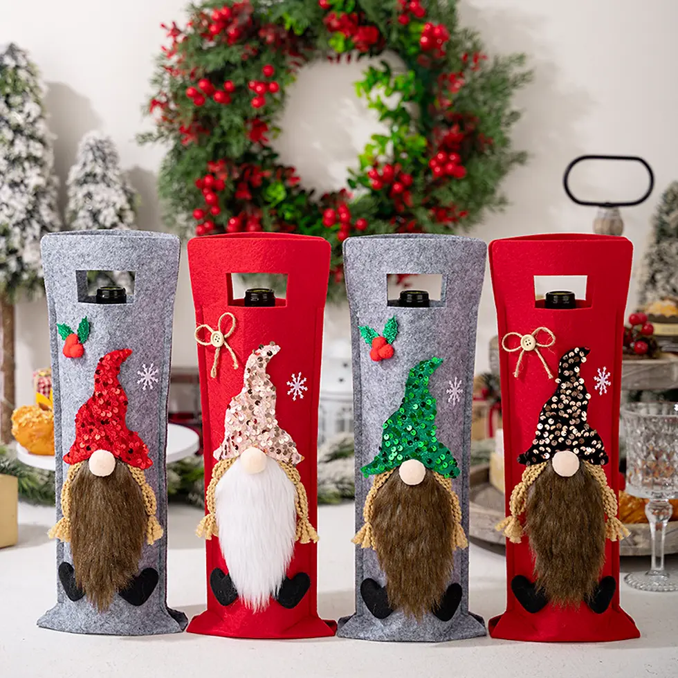 Felt Christmas Gnome Wine Bottle Bag