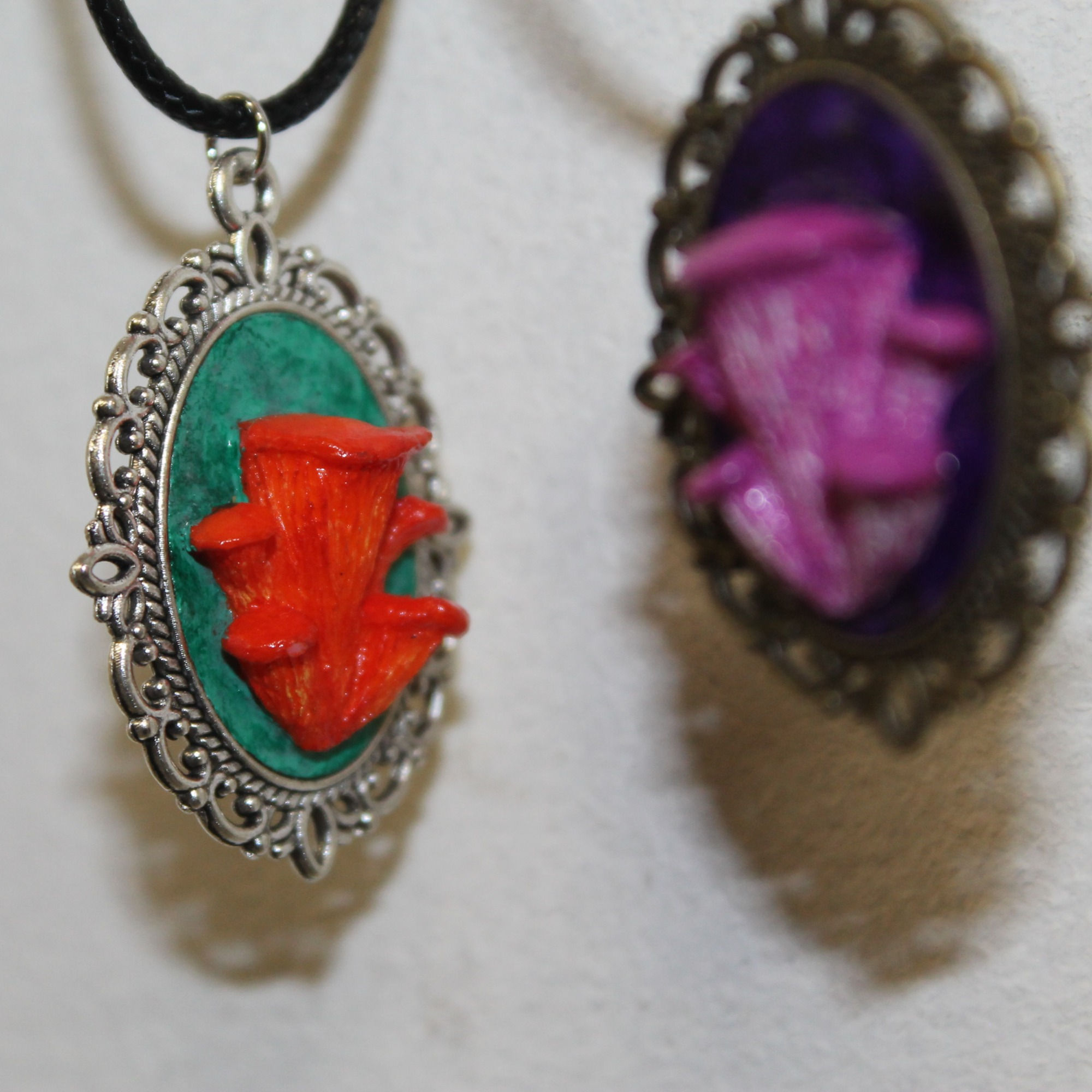 Orange Mushroom Sculpture Pendant