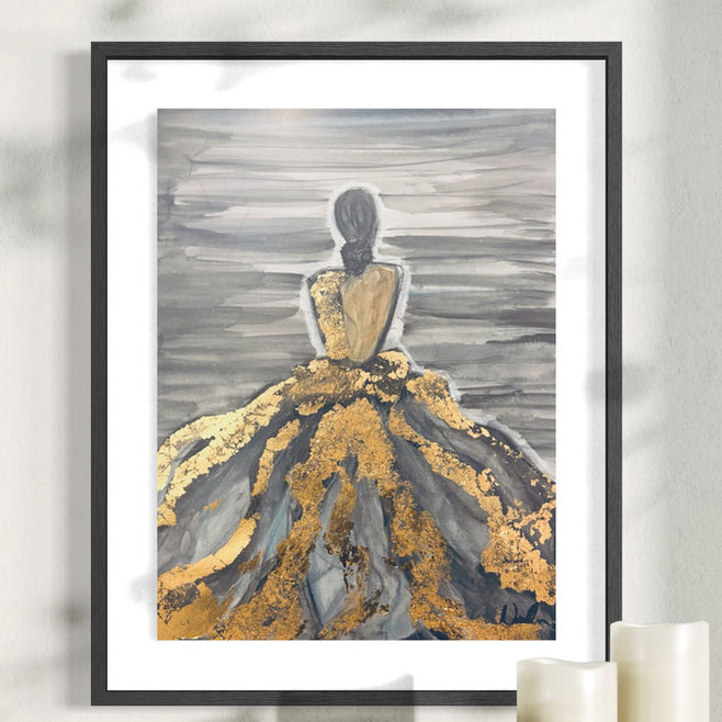 Akvarel på papir i ramme med refleksfrit glas. 50x40 cm. kr. 1.250,00