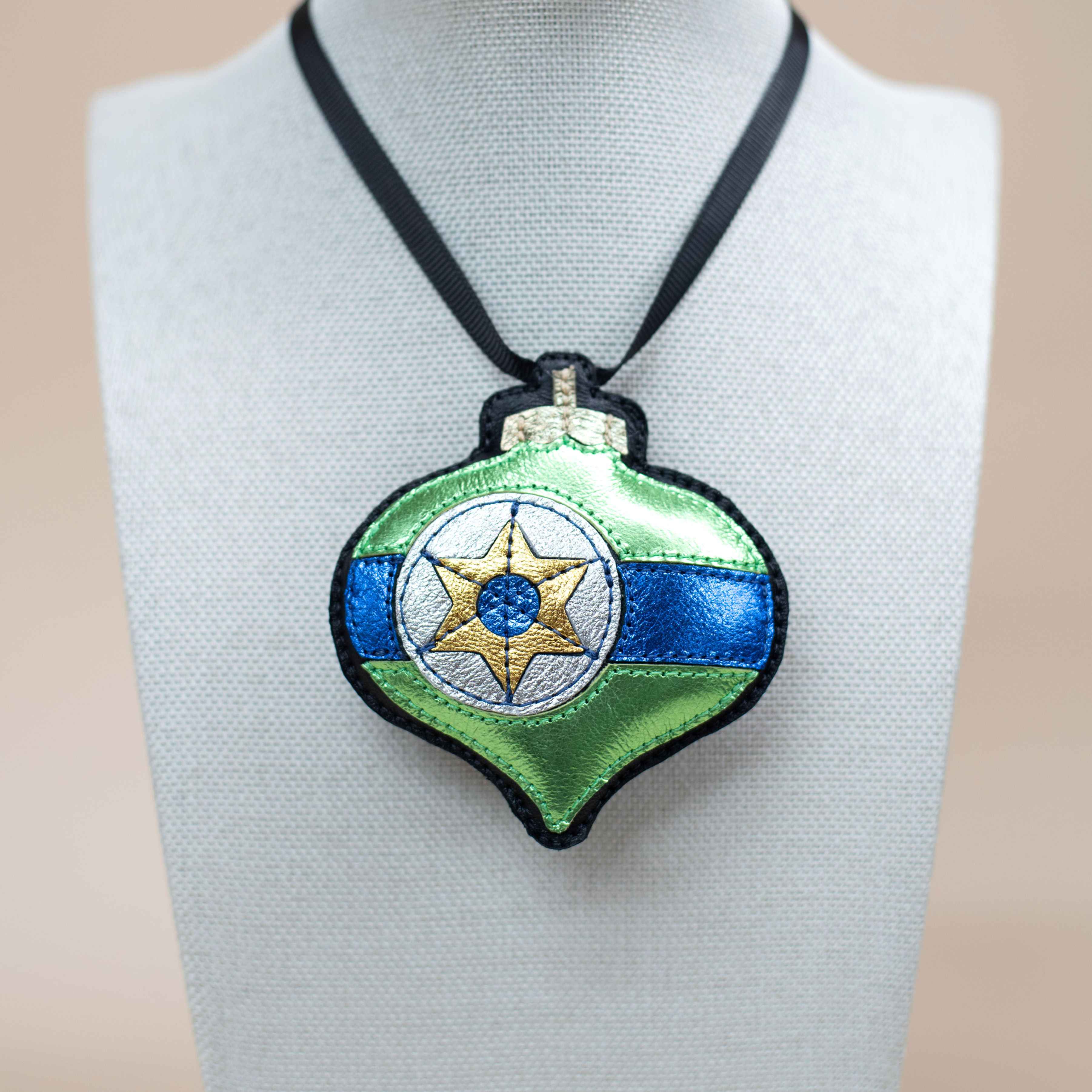 Retro Christmas Bauble Necklace - Jade & Sapphire