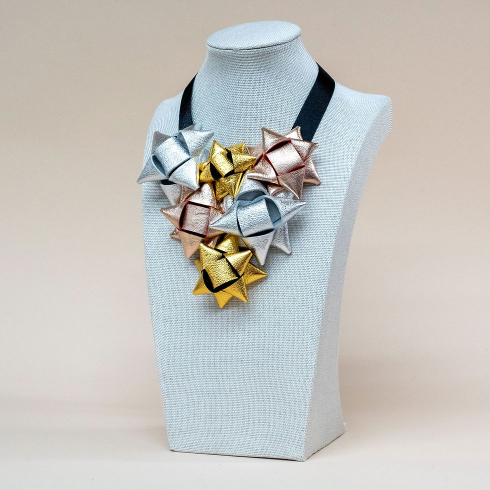 Thumbnail: Gift Bow - Statement Necklace - Gold & Silver