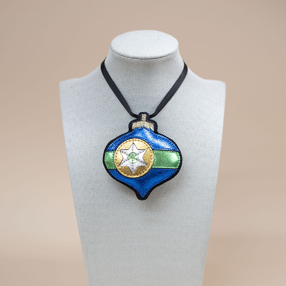 Thumbnail: Retro Christmas Bauble Necklace - Peacock Blue & Jade