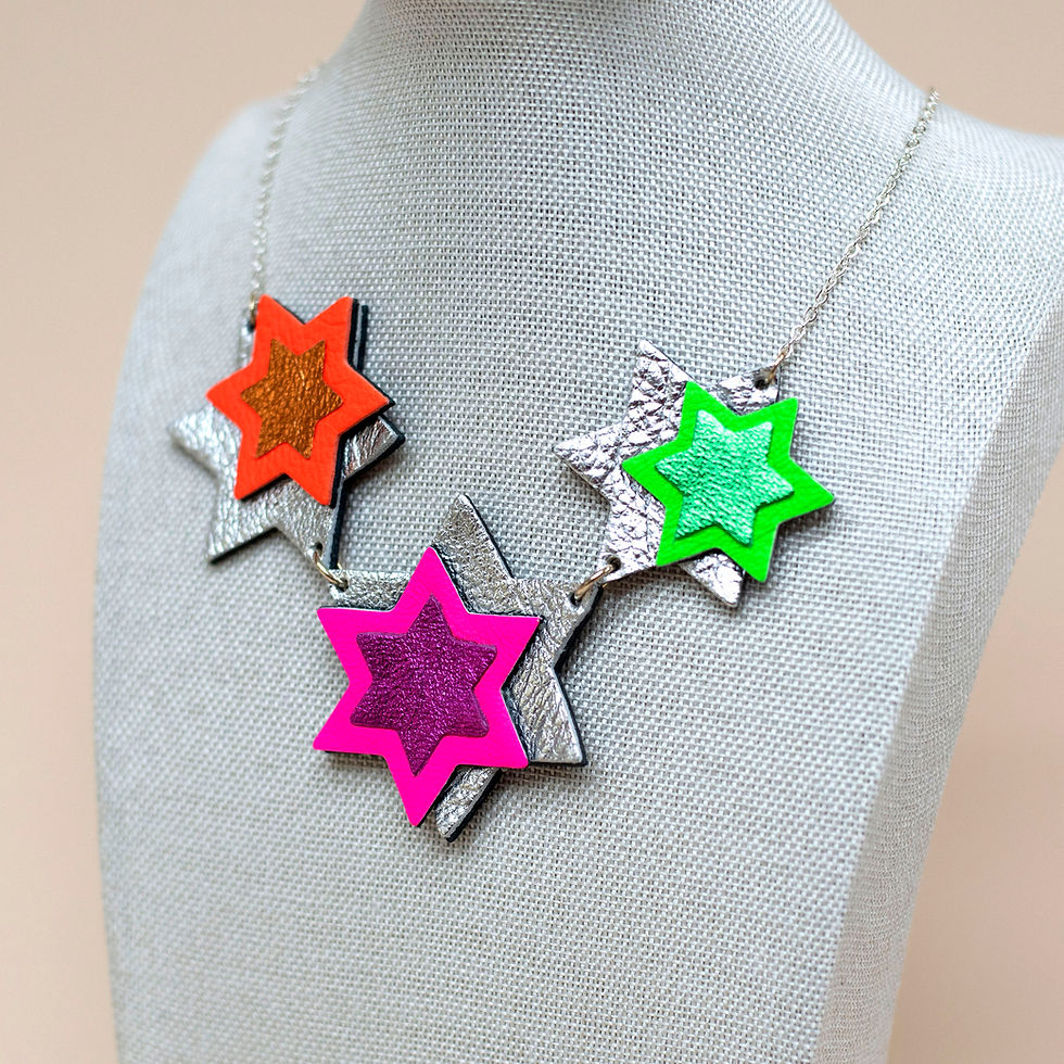 Thumbnail: Pop Art Neon Stars - Necklace - Silver