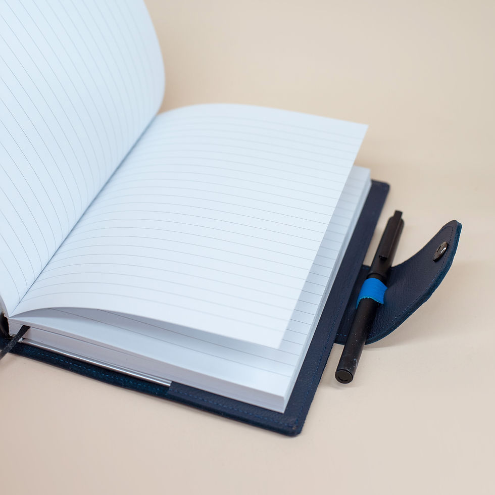 Thumbnail: A5 Refillable Leather Lined Note Book - Navy
