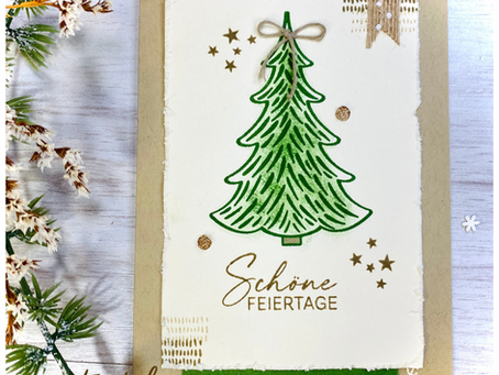 Vintage Weihnachtskarte 3 von 3 - mit den Stempel - und Stanzformen "Dekorative Weihnachtsbäume" von Stampin'Up!