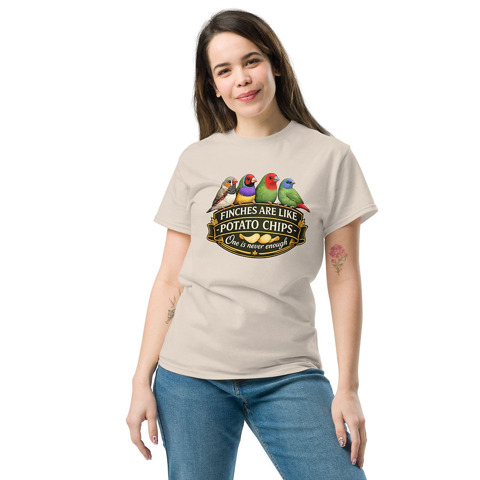 Miniature : T-shirt « Les pinsons, c'est comme les chips… On n'en a jamais assez ! »