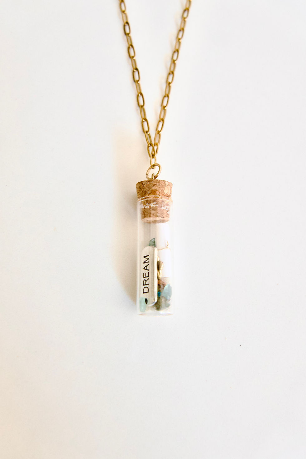 Personalized vision bottle necklace with Dream message