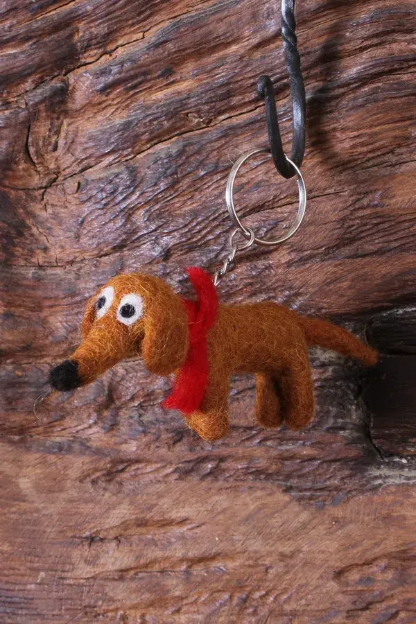 Handmade Felt Steven The Sausage Dog Keyring