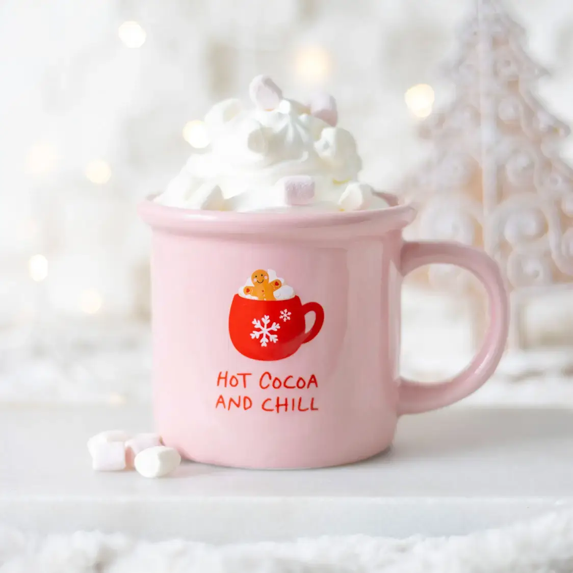 Pink Cocoa and Chill Christmas Mug