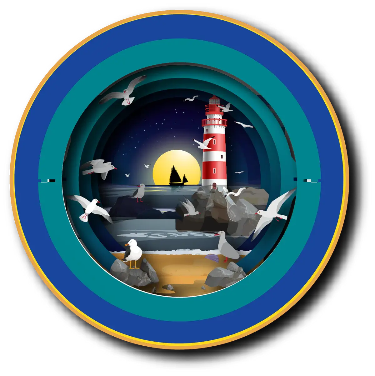 3D A Cup of Tea Midnight Lighthouse