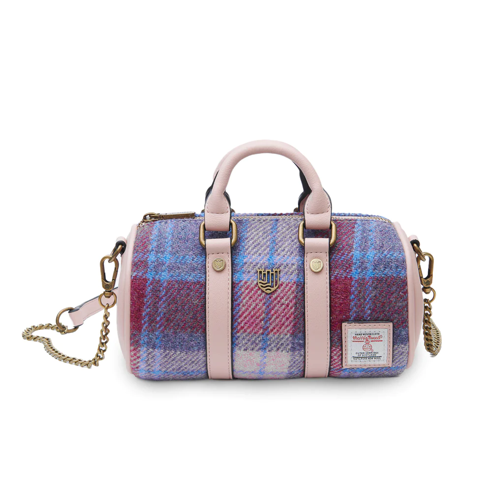 Islander harristweed The Mini Duffel Pink and BlueTartan