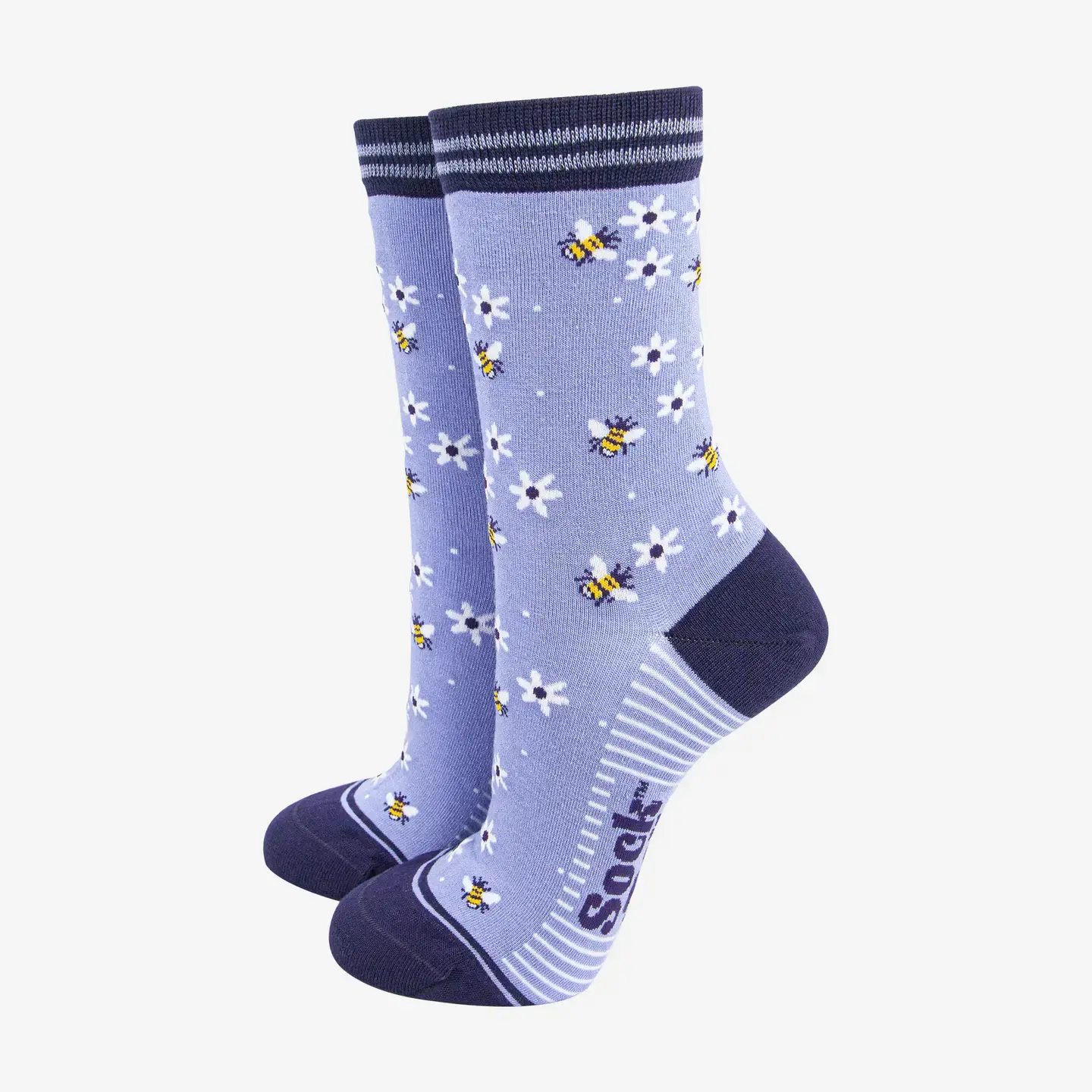 Women's Bamboo Socks - Sky Blue/Navy Blue
