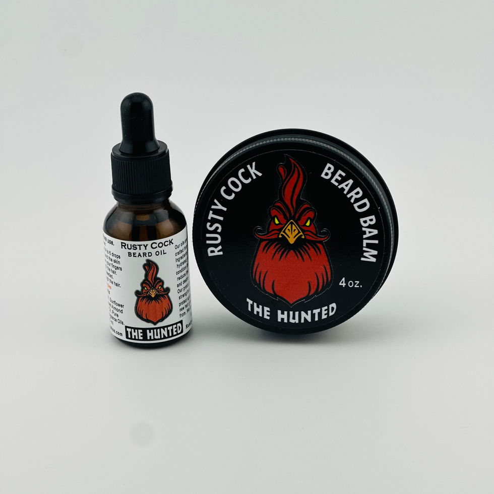 The Hunted beard oil and beard balm bundle from Rusty Cock Beard Care's The Hunted collection
