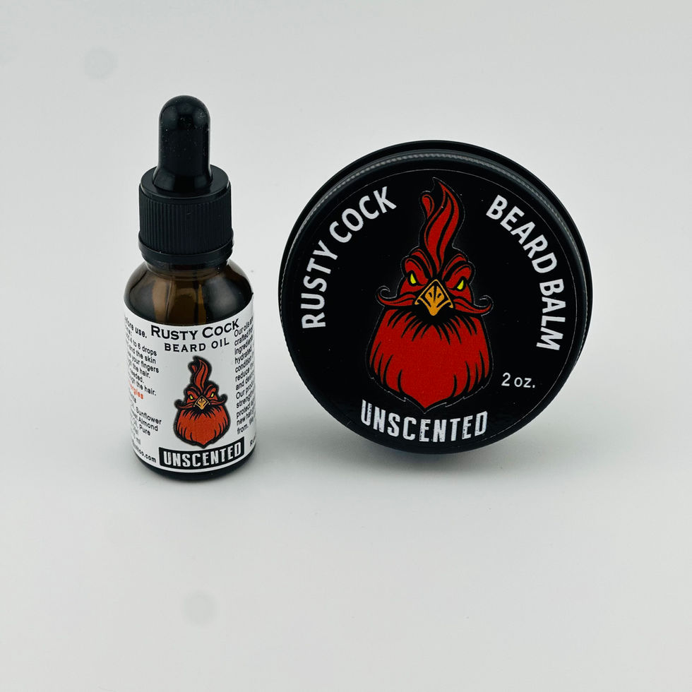 Unscented beard oil and beard balm bundle from Rusty Cock Beard Care's Unscented collection