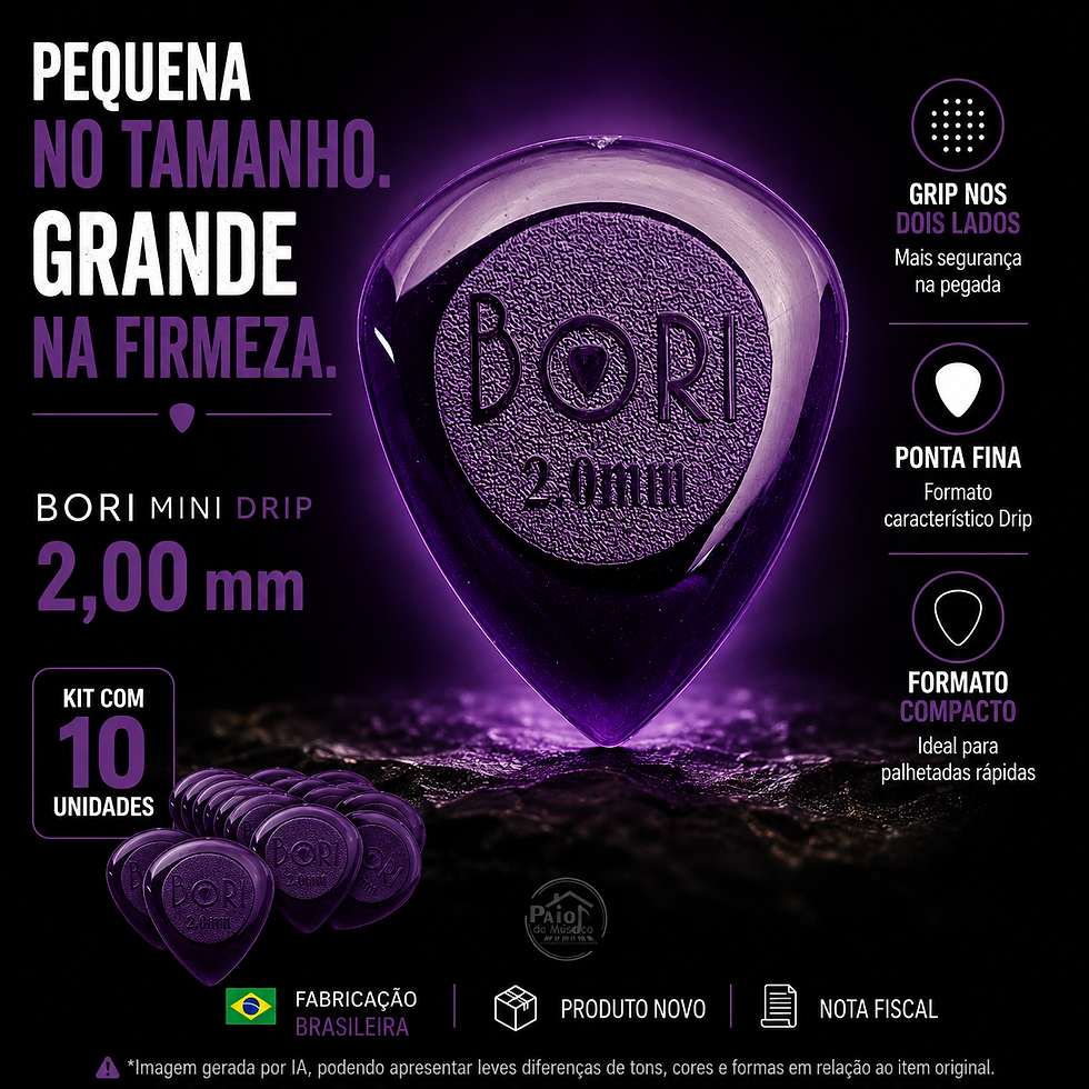 Miniatura: Kit 10 Palhetas Bori GRL Drip Gota 2,00mm Roxa Nylon R23-022 NF