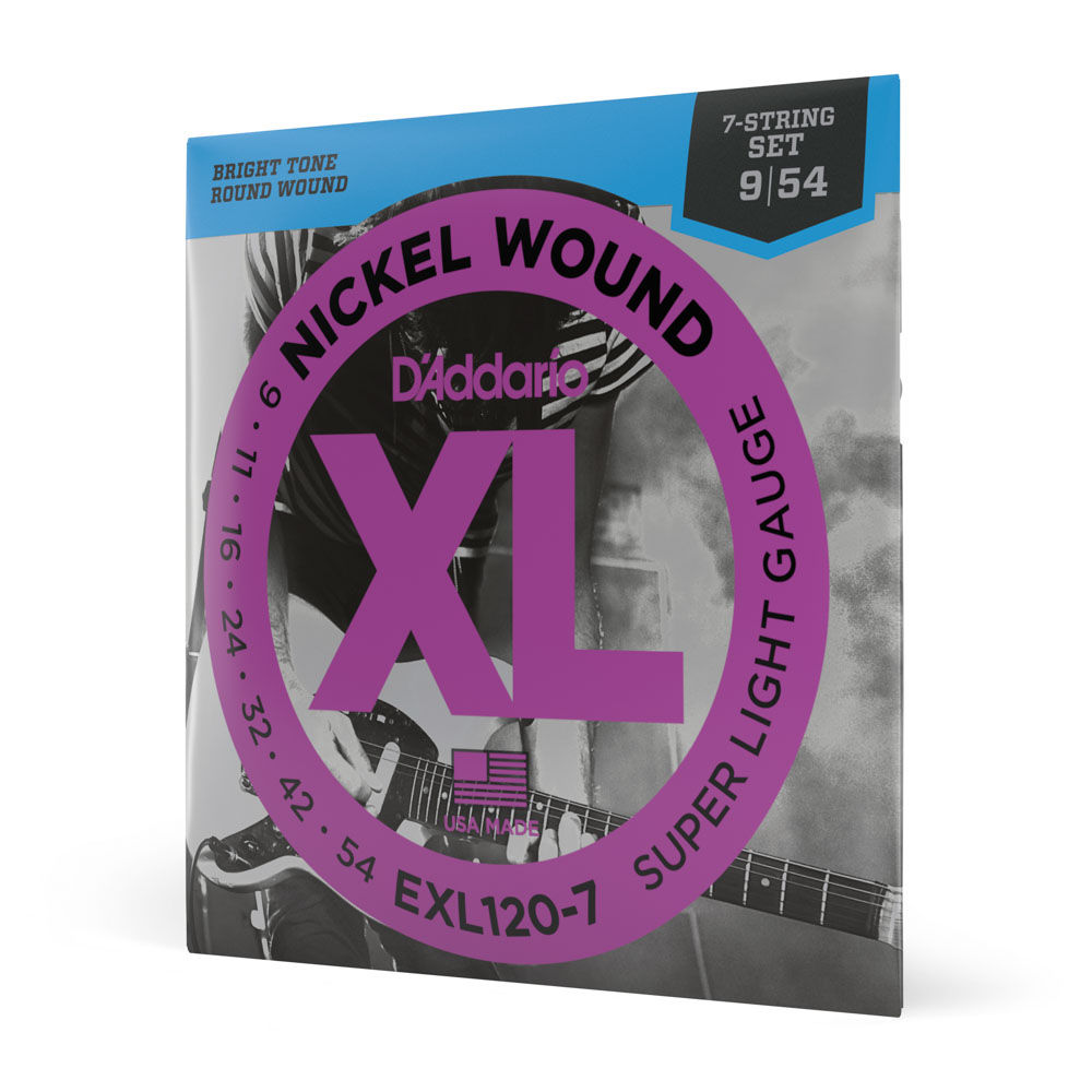 Encordoamento Guitarra 7 Cordas 09-54 D'Addario XL Nickel EXL120-7 Super Light