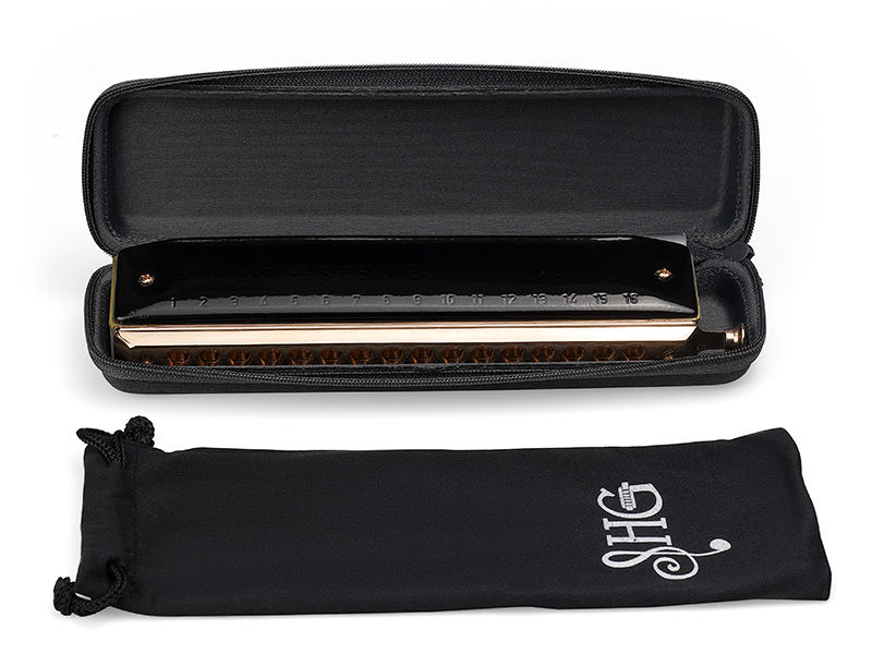 Miniatura: Gaita de Boca Cromática DeLuxe64 Black 4 Oitavas Hering 6264