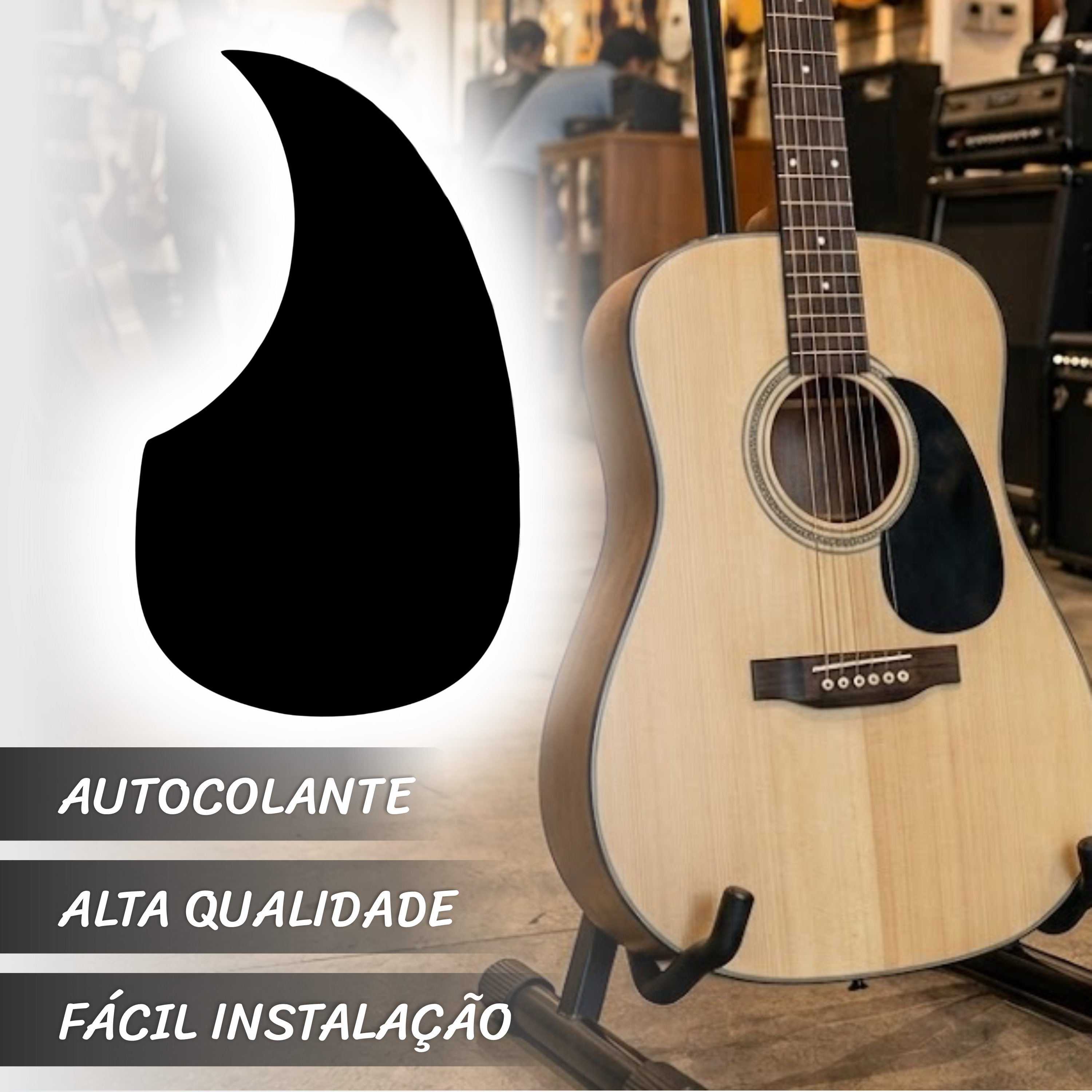 Escudo Protetor Boca Violão Preto Auto Colante Wave MM-20BK