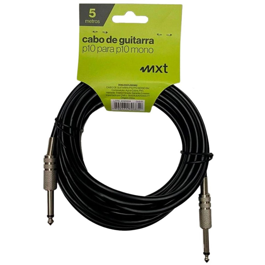 Cabo De Guitarra P10 x P10 Mono 5m MXT 5,8mm