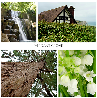 Verdant grove mood board scent story