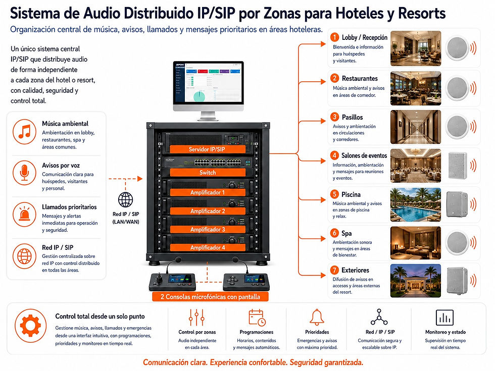 Infografia sistemas de audio para hoteles y resorts