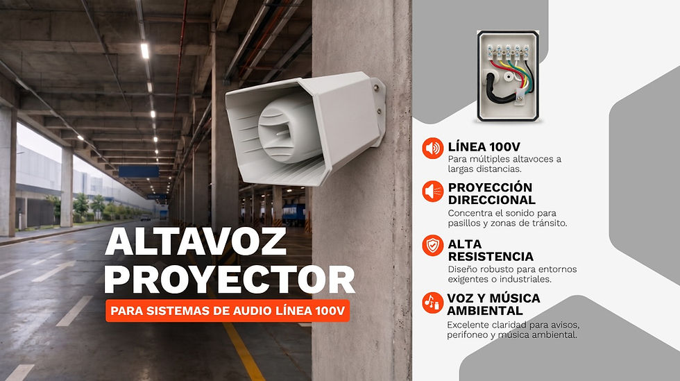 Altavoz proyector de audio línea 100V. Proyección direccional y resistencia.