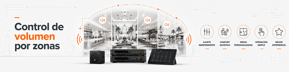 Control de volumen por zonas para hoteles y resorts