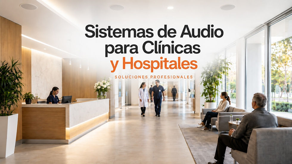 Sistema de audio profesional para clínicas y hospitales con altavoces, megafonía y avisos por zonas para mejorar la comunicación interna y la seguridad.