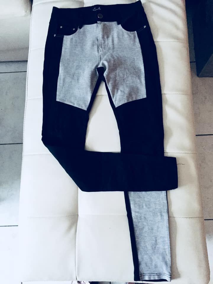 Miniature : Pantalon slim/legging façon jean noir/gris Tde marque Laulia Ref VF17012128