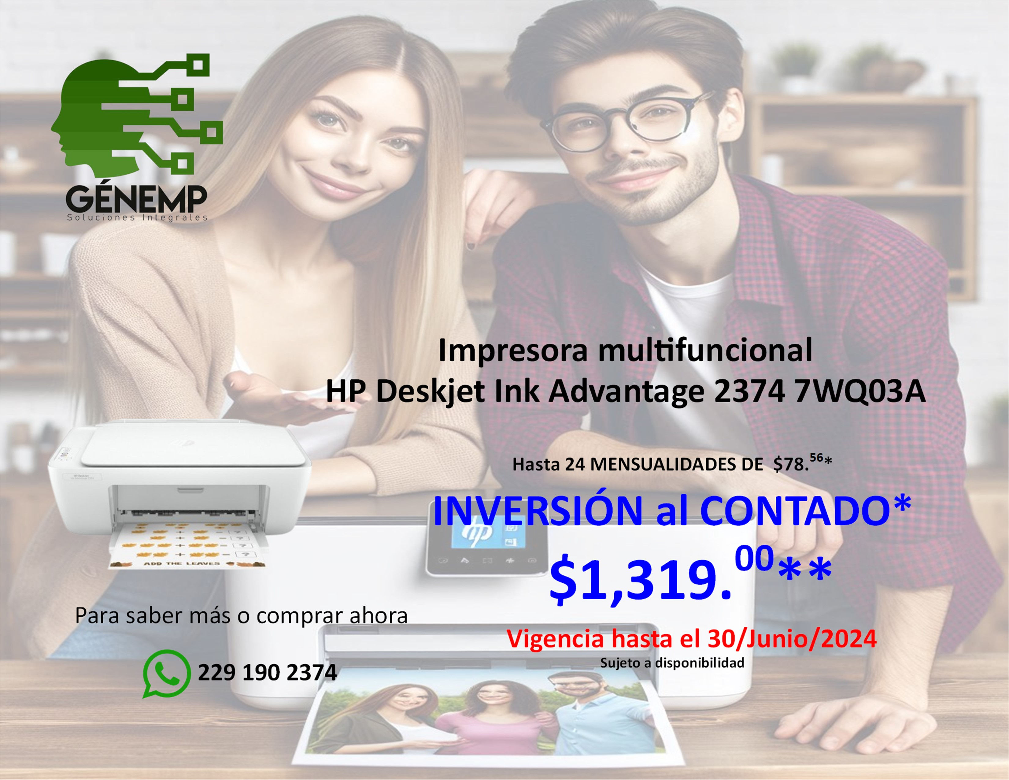 Impresora multifuncional HP Deskjet Ink Advantage 2374 7WQ03A