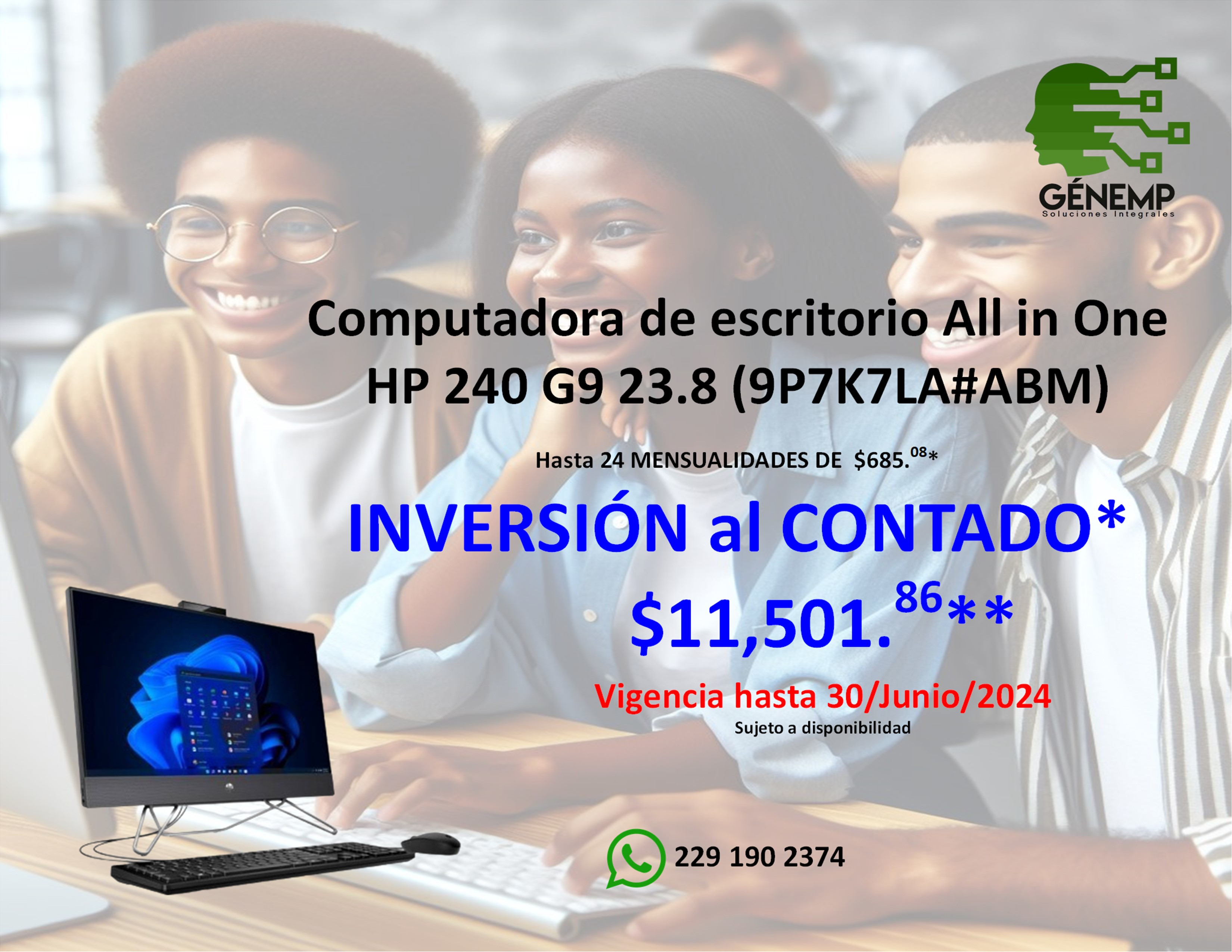 Computadora de escritorio All in One HP 240 G9 23.8 (9P7K7LA#ABM)