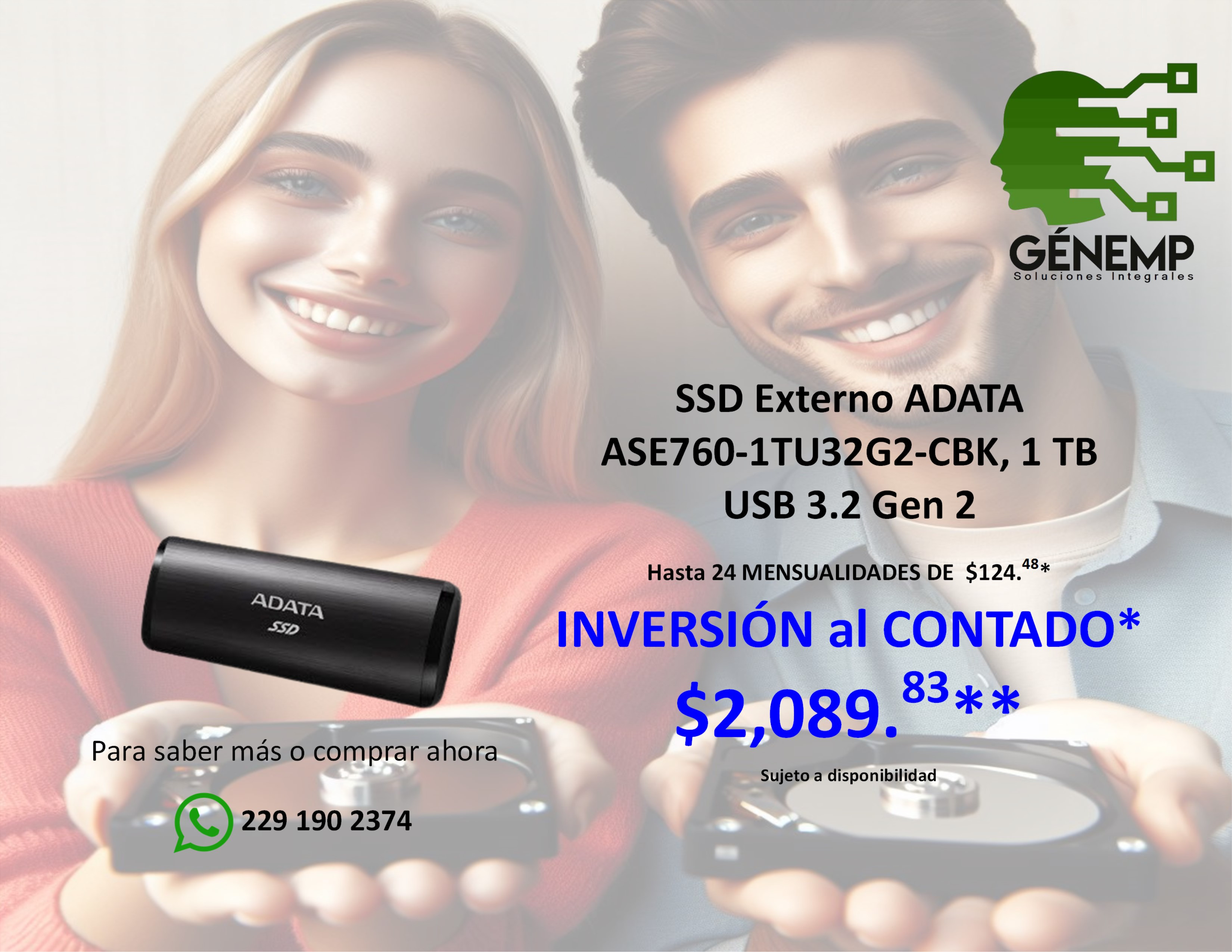 SSD Externo ADATA ASE760-1TU32G2-CBK