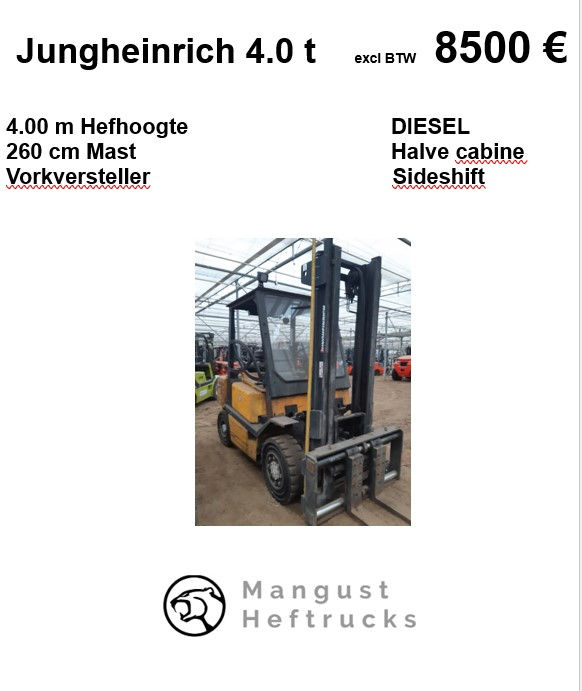 Jungheinrich diesel 4 ton met vorkversteller
