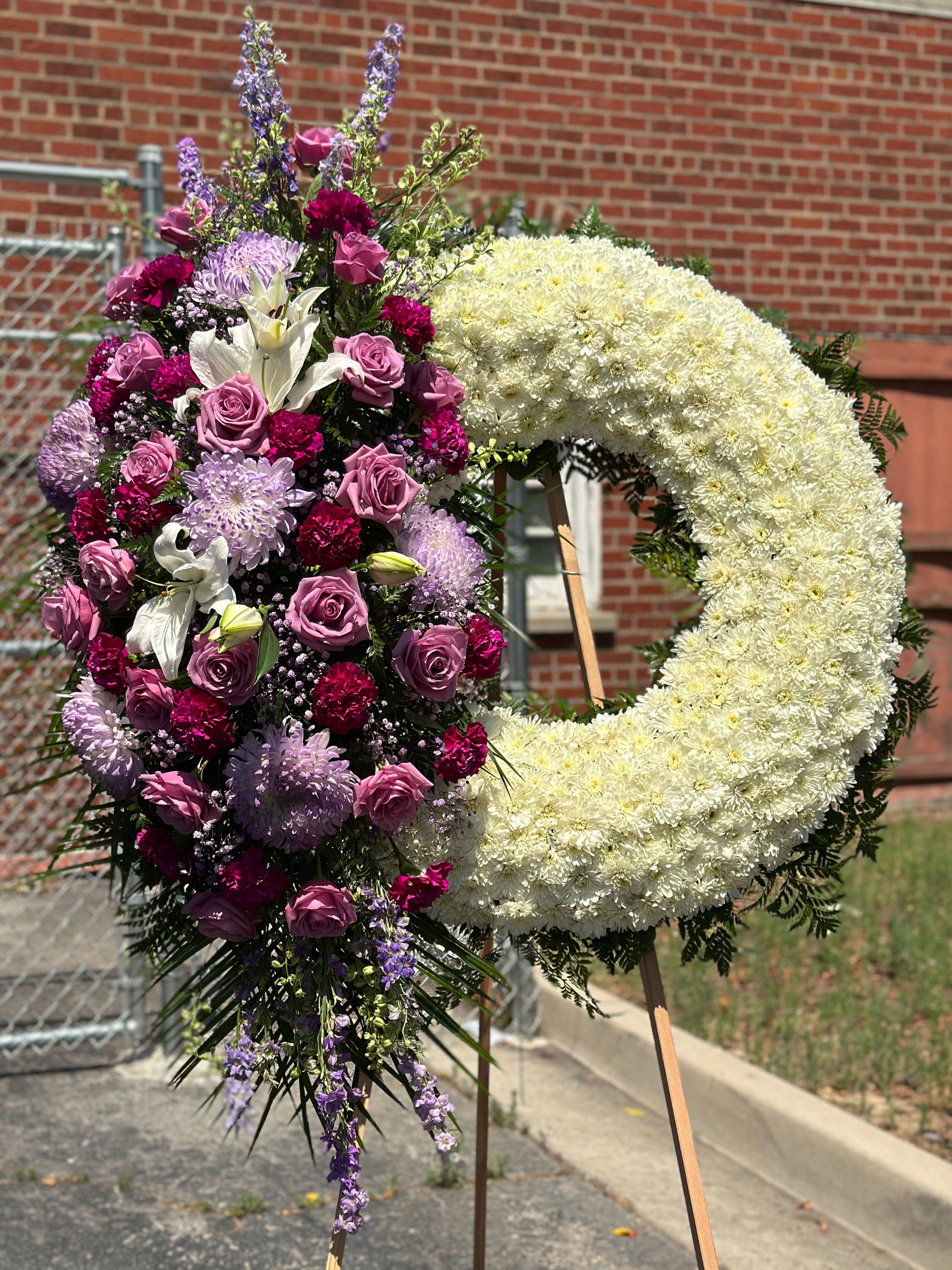 Graceful Bloom Crown Funeral Wreath Arrangement