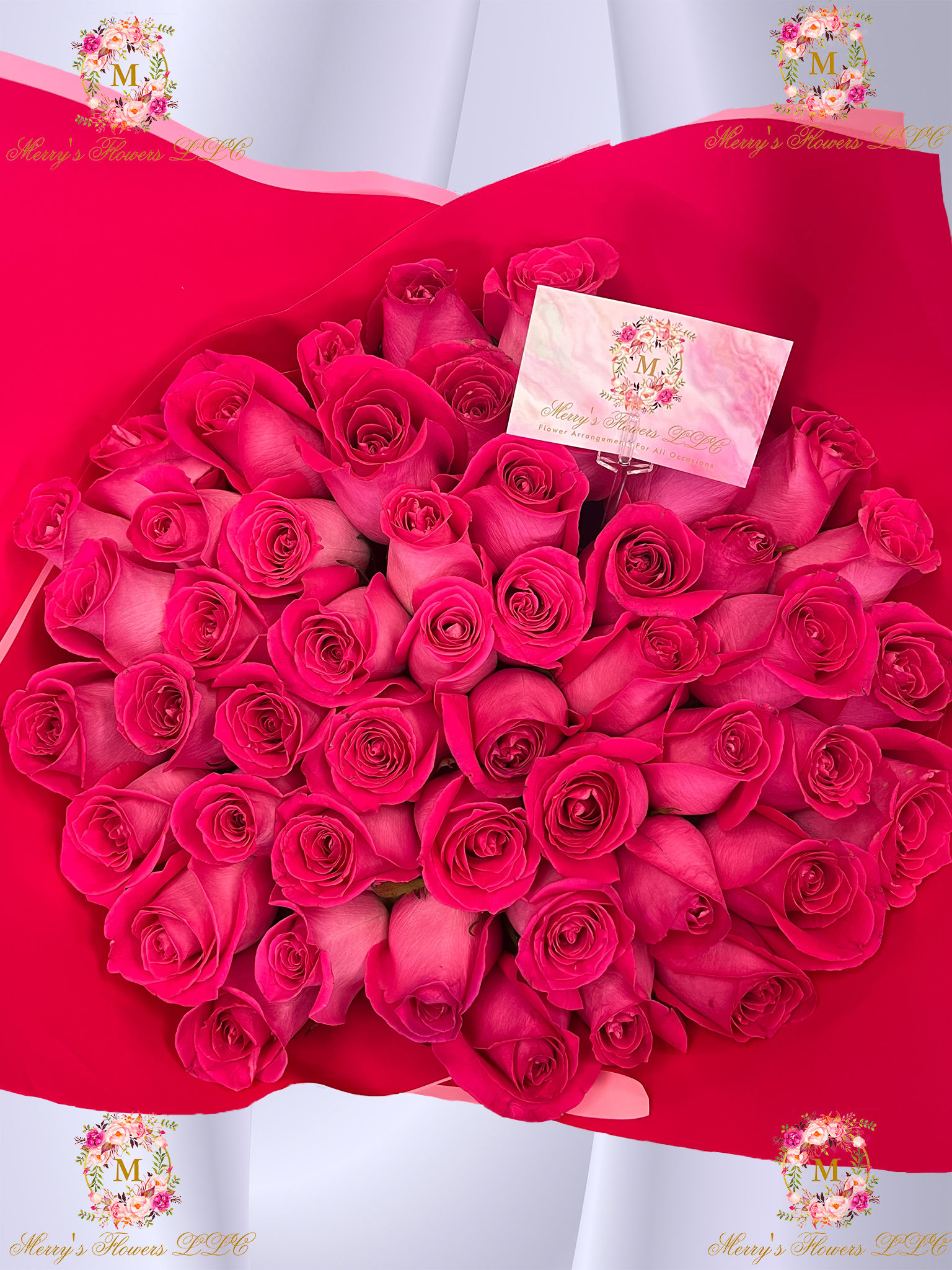 Passionate Hot Pink Roses Bouquet
