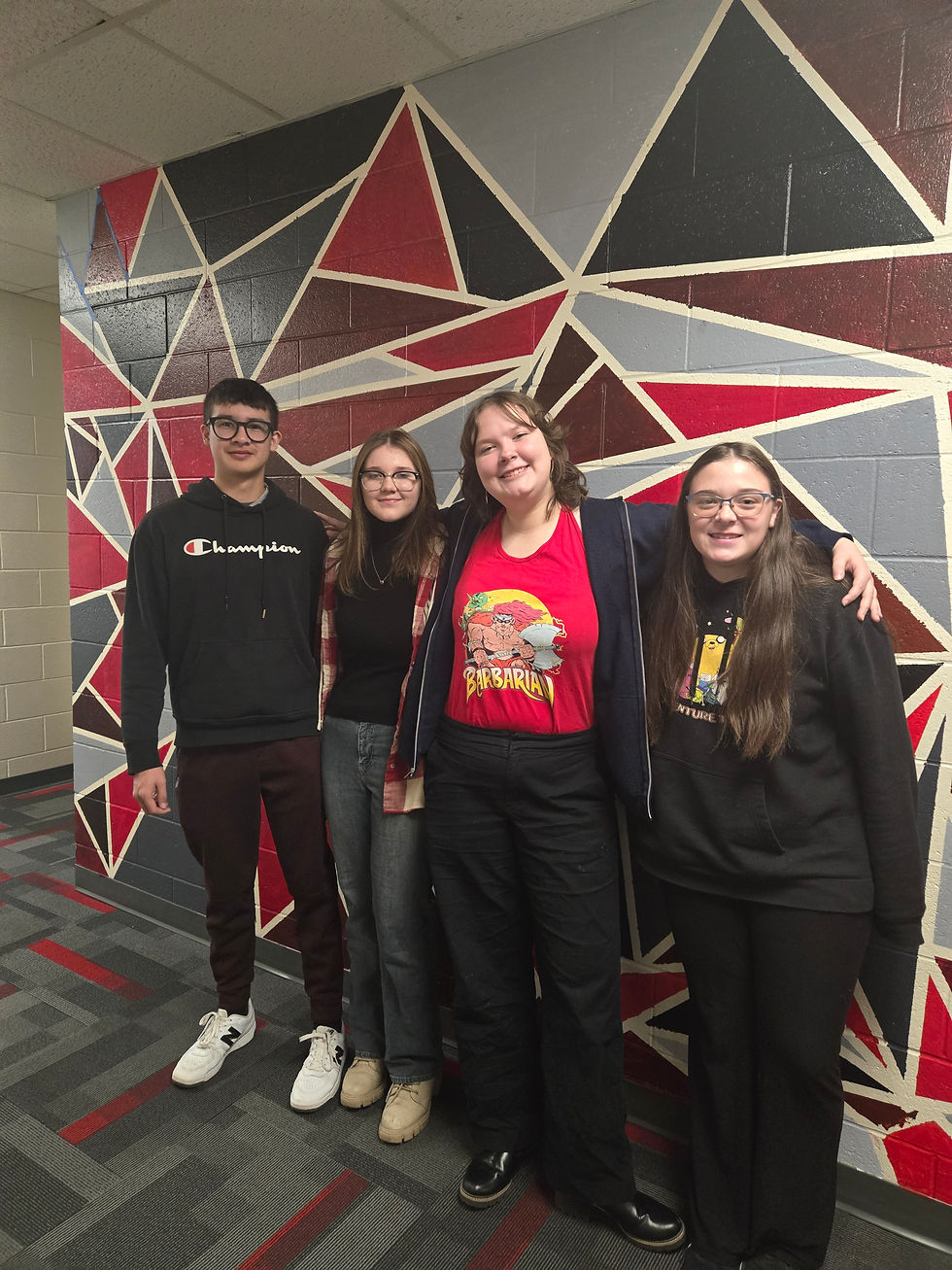 Roman Dillon, Praise Maunu, Hope Woodraska, Kelsey Birch And below: The students going to the UNK Music Festival
