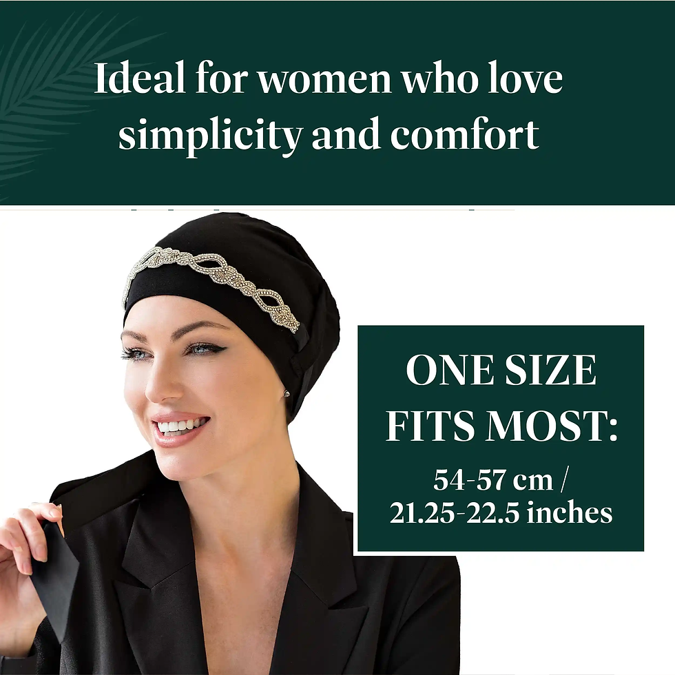 Thumbnail: black diamond plait headscarf for chemo size 54 to 57cm