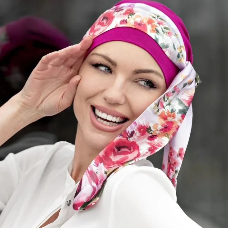 Yanna Purple Camellia Easy-Tie Chemo Headscarf