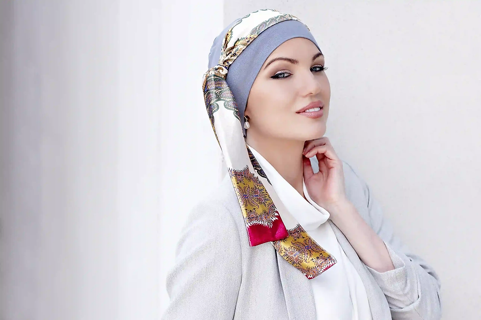 Yanna Grey Velvet Alba Rossi Bamboo Easy-Tie Chemo Headscarf