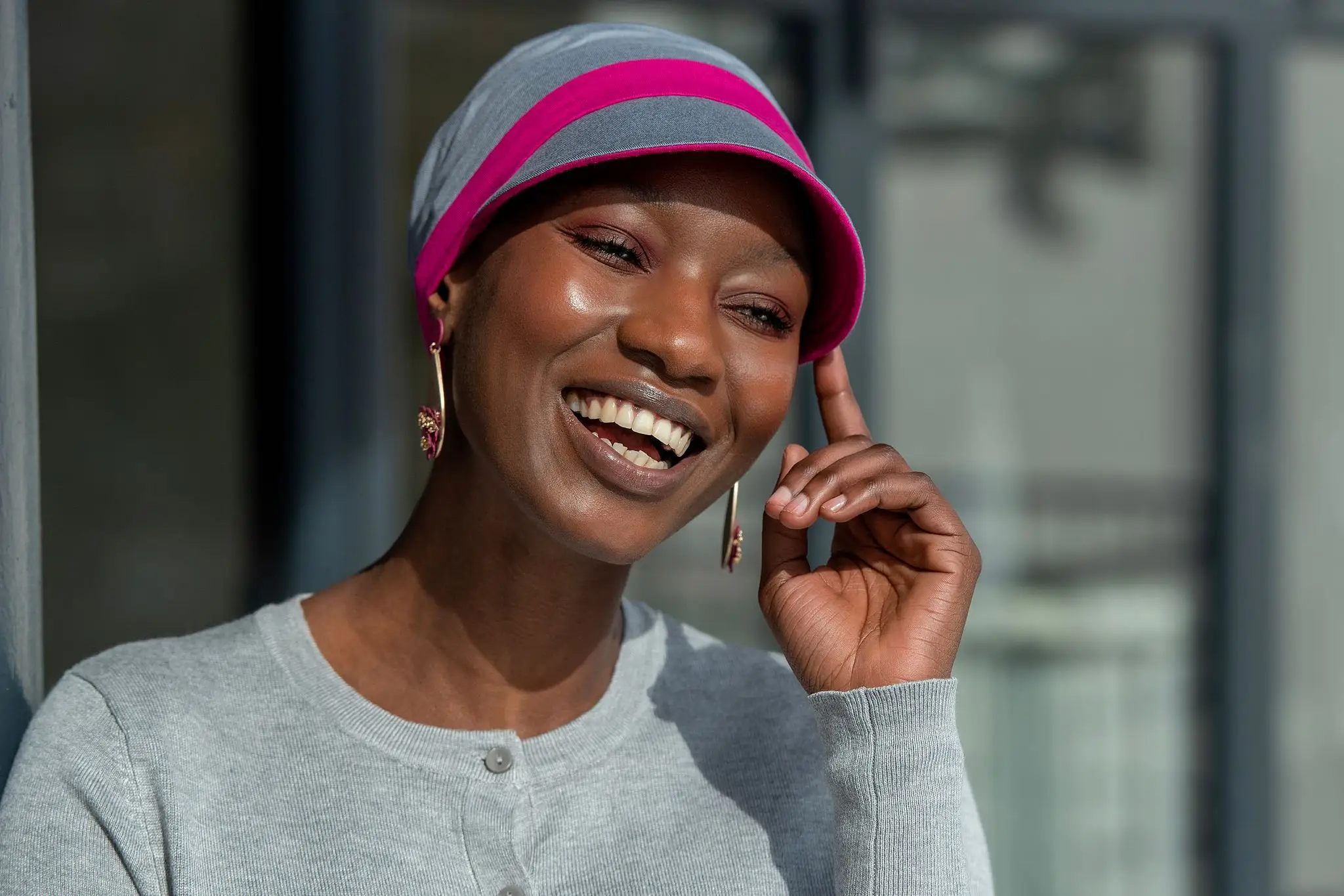 Katia Grey & Pink Reversible Chemo Sun Hat with SPF 50+